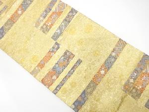 横段に花模様織出し袋帯